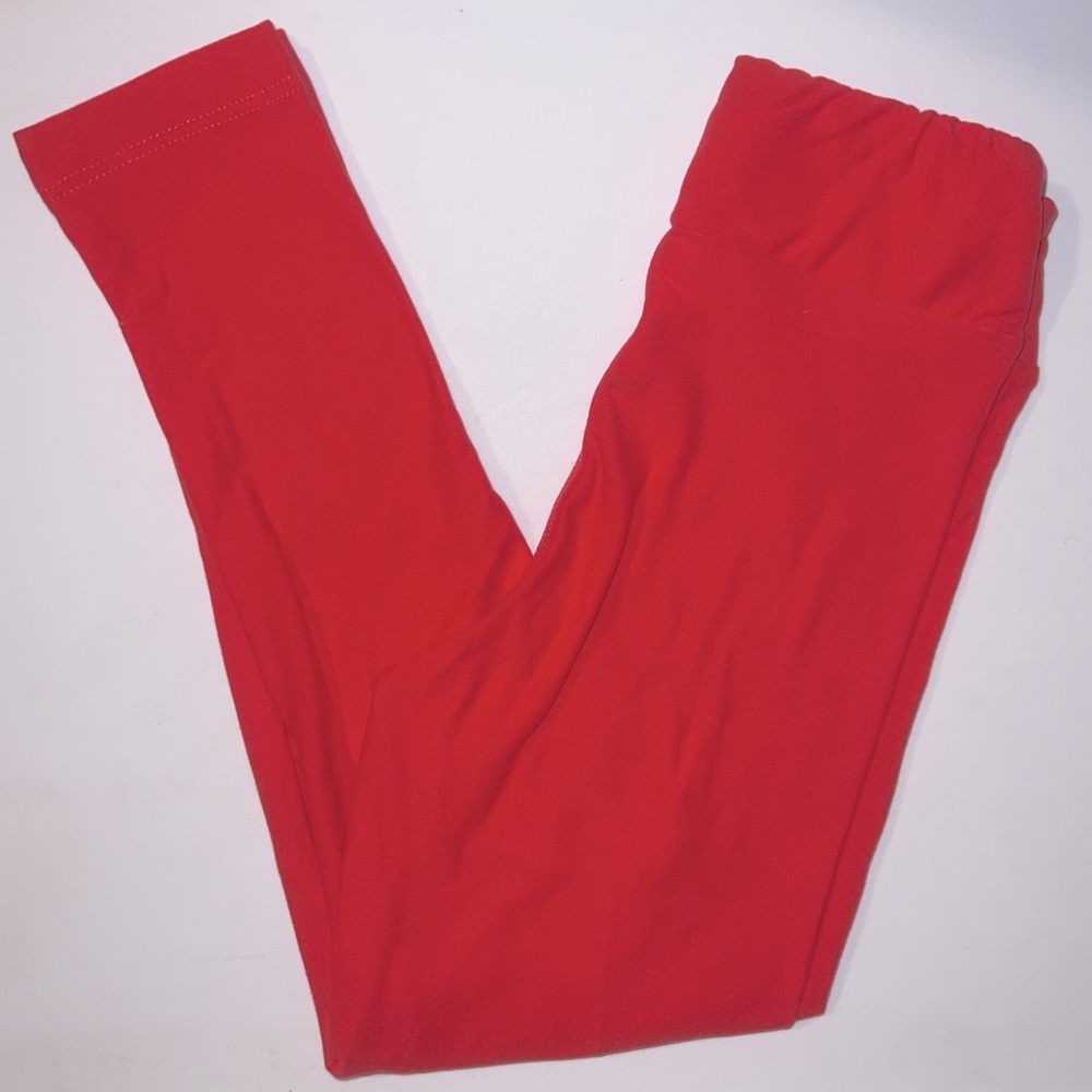 NWOT S/M (Kids 2-7) Solid Hot Pink / Not Quite Red LuLaRoe Leggings